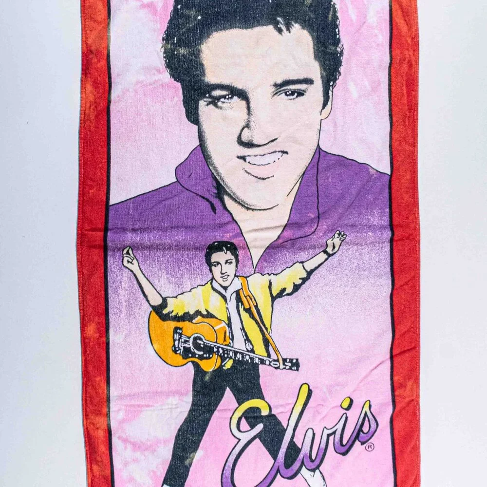 VTG 1990 Elvis Presley Beach Towel The King of Rock N Roll 90s Memphis 55x28